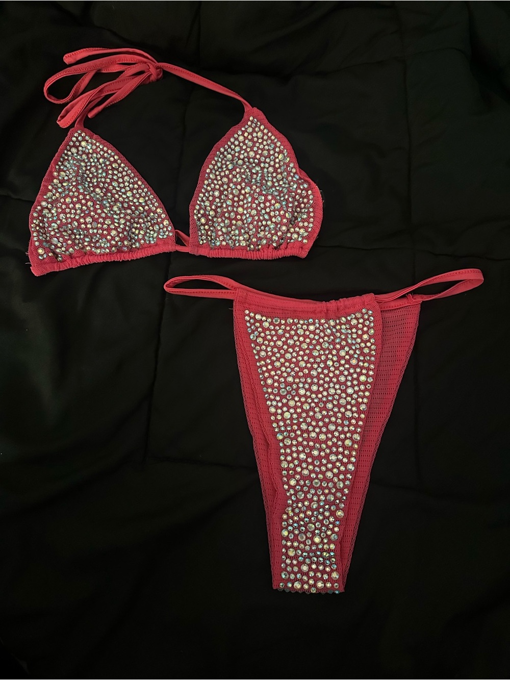 Windsor Hot Pink Rhinestone Triangle Bikini Set